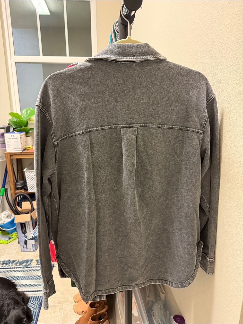Washed Gray Button-Up Denim Shacket - Picture 3 of 3